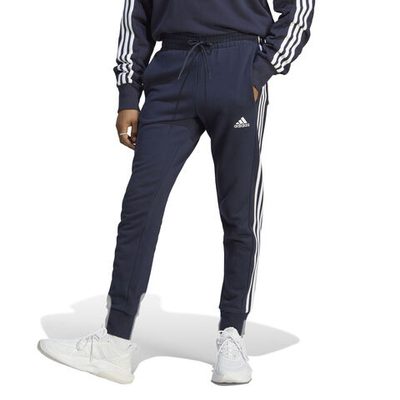 Мужские теннисные штаны adidas Essentials French Terry Tapered Cuff 3-Stripes Training Pants Men - Dark Blue, White