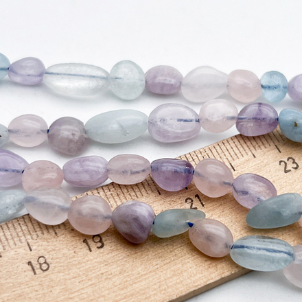 Натуральные камни микс бусины, галтовка, размер около 6-9 мм, цена за нить 38 см