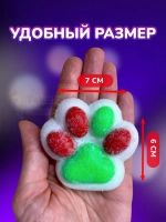 Антистресс Таба сквиш лапка новогодняя с флоком сквиши