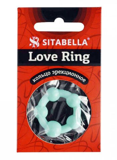 Цветное эрекционное кольцо с 5 бусинами Love Ring (Цвет: бирюзовый)