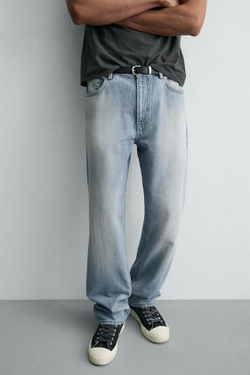 ZARA ДЖИНСЫ STRAIGHT FIT, ГОЛУБОЙ