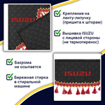 Ламбрекен с косынками двусторонние Isuzu (экокожа, черный, красные кисточки)