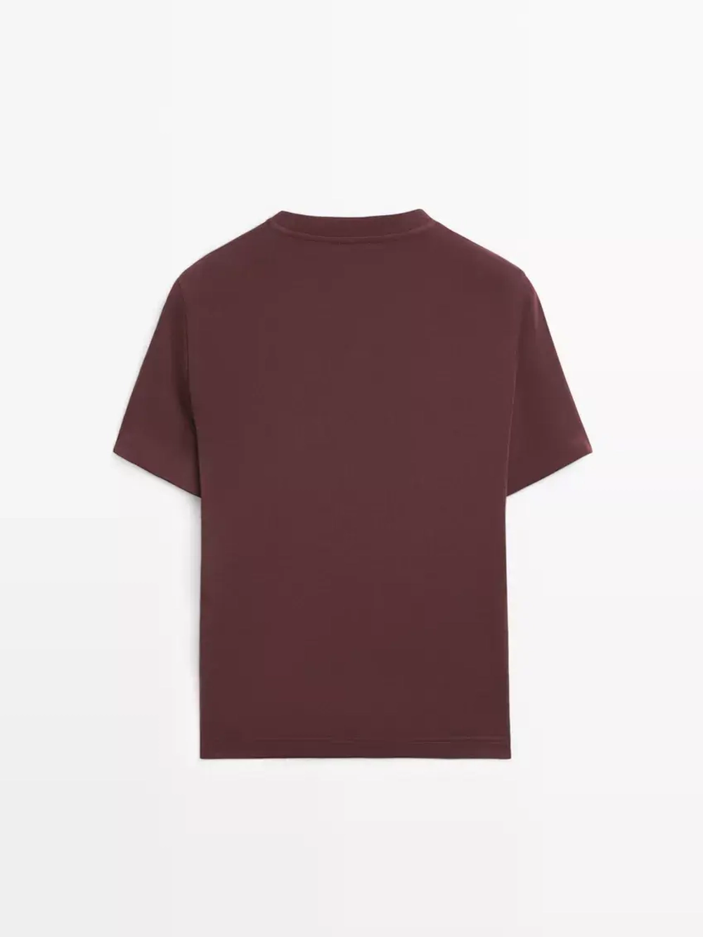 Massimo Dutti Футболка с коротким рукавом из 100% хлопка, бургунди