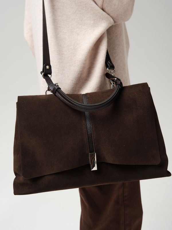 Замшевая сумка сэтчел Colette DBR 31349 черный каштан