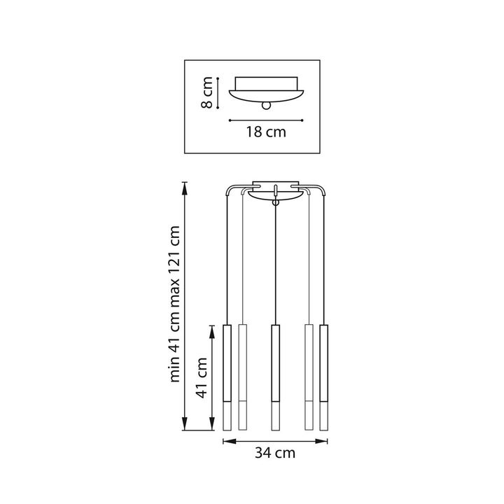 Комплект с подвесной люстрой Lightstar Tubo (574727+747137(5шт) L5T747137
