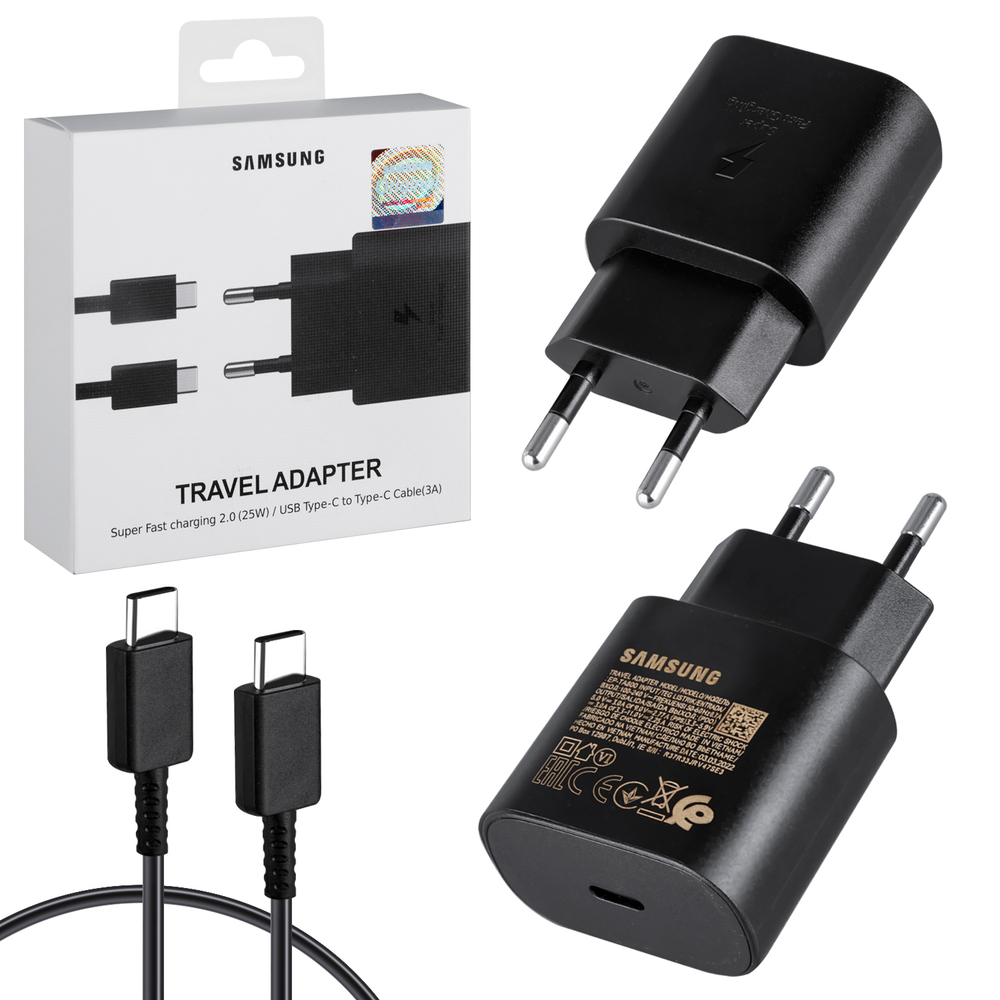 Сетевой адаптер питания Samsung USB-C 25W + кабель Type-C (черный)