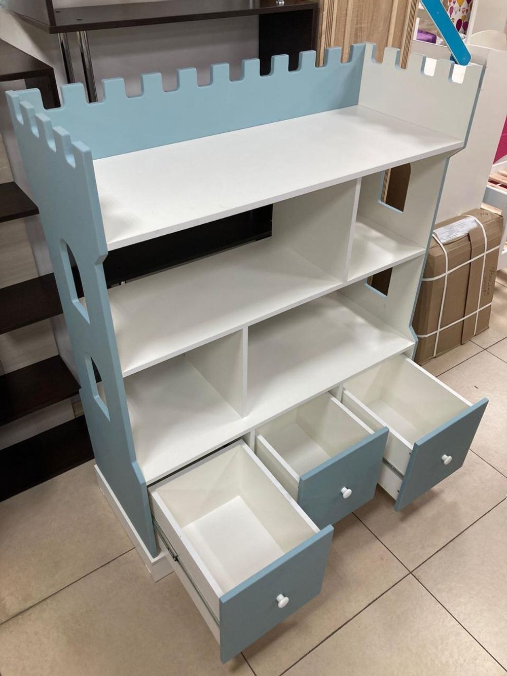 Стеллаж Замок МДФ белый/ниагара