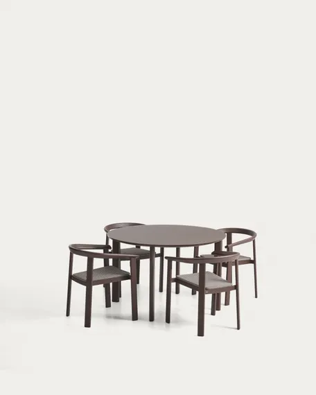 Комплект садовой мебели Erice стол и 4 стула из коричневого алюминия и веревки
