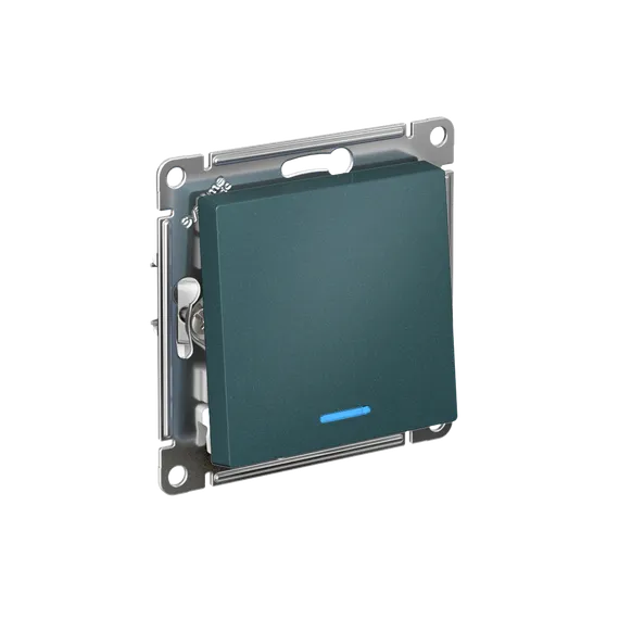 Выключатель 1-кл. СП AtlasDesign 10А IP20 (сх. 1а) 10AX с подсветкой механизм изумруд SE ATN000813