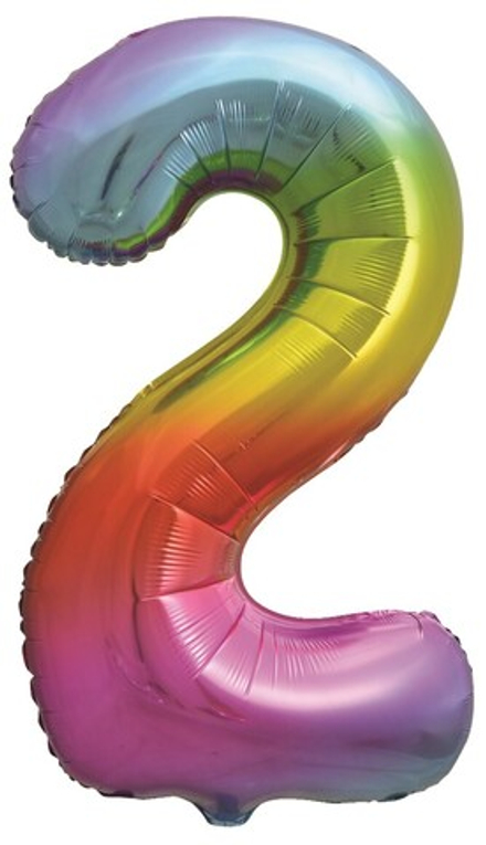 К 34'' Цифра 2 Яркая радуга Градиент 85 см.