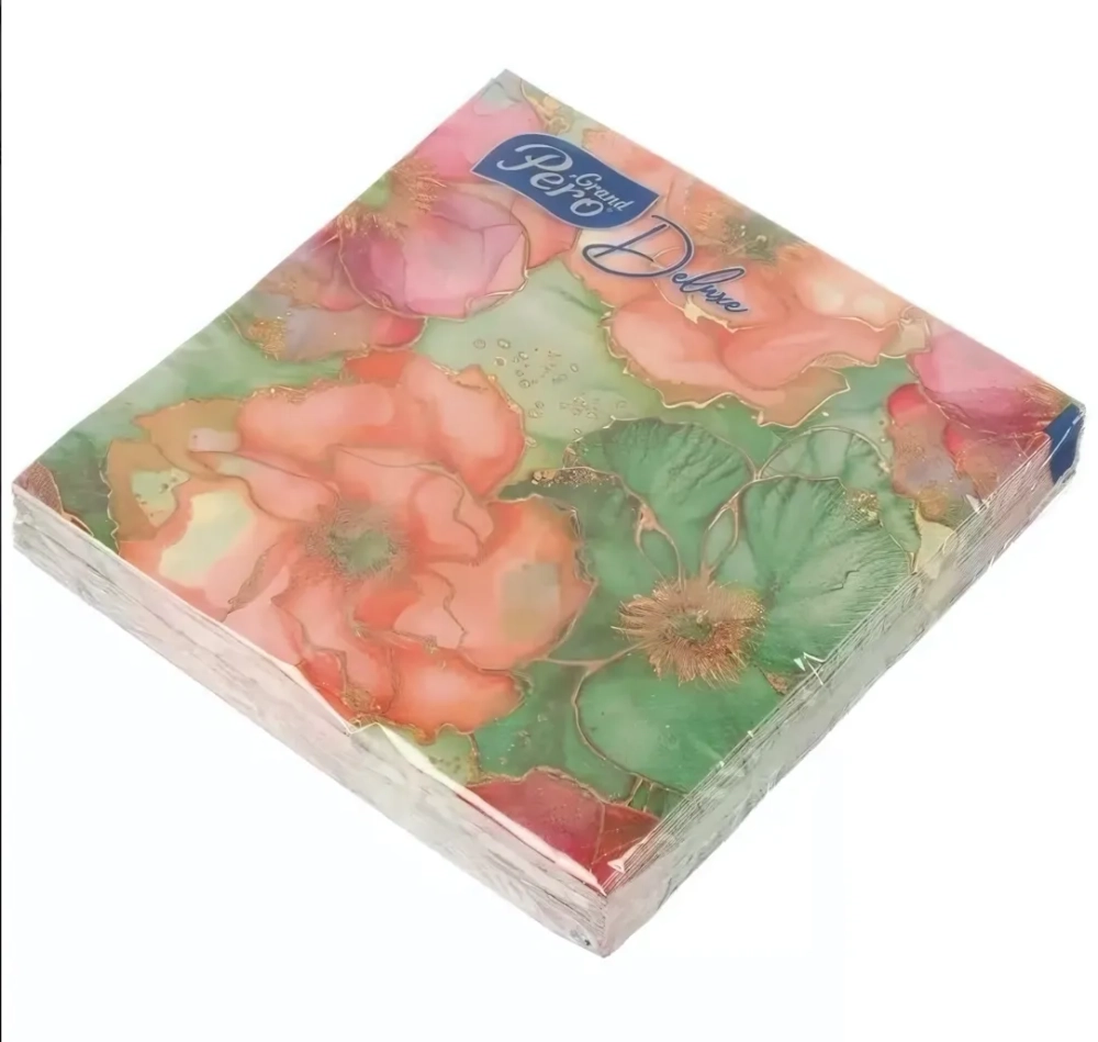 Салфетки бумажные 33*33 GrandPero Deluxe Мираж, 3сл., 20шт