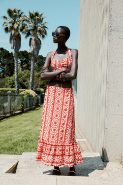 ZARA КРОП-ТОП С АЖУРНОЙ ВЫШИВКОЙ, КРАСНЫЙ