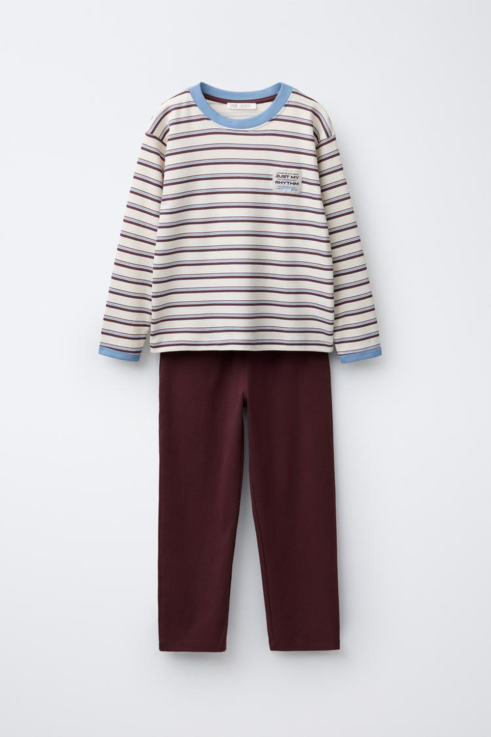ZARA ПИЖАМА В ПОЛОСКУ, ТЕМНО-БОРДОВЫЙ