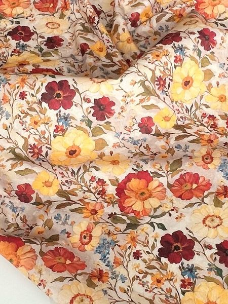 ЦВЕТОЧНАЯ ПАСТОРАЛЬ, БЕЖЕВЫЙ, КАРАМЕЛЬНЫЙ - 100% ХЛОПОК 3