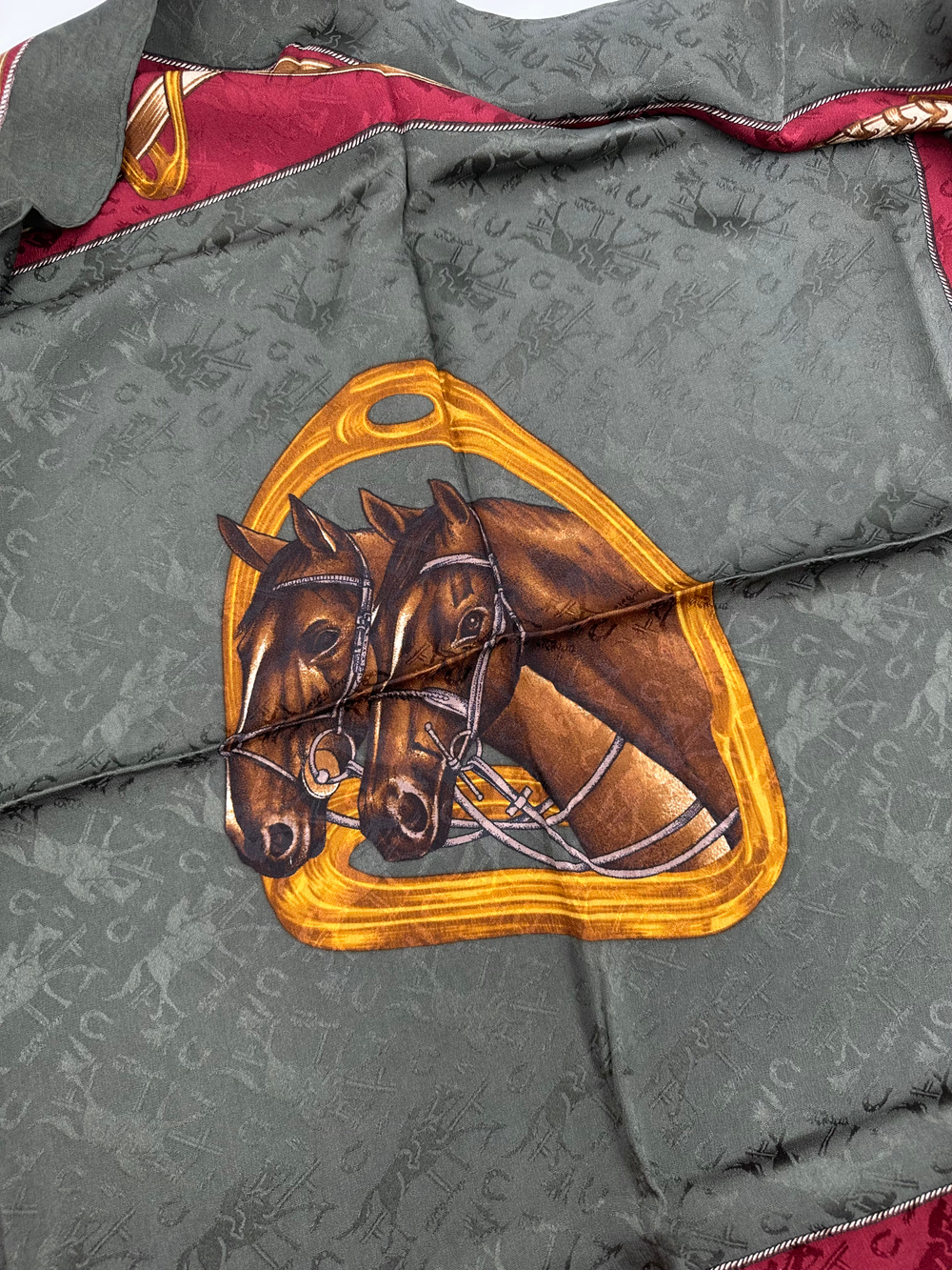 Платок зелёный с бордовой каймой Ralph Lauren