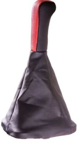 Ручка КПП с кожаным чехлом 2110 с рамкой  черная+красная 10987