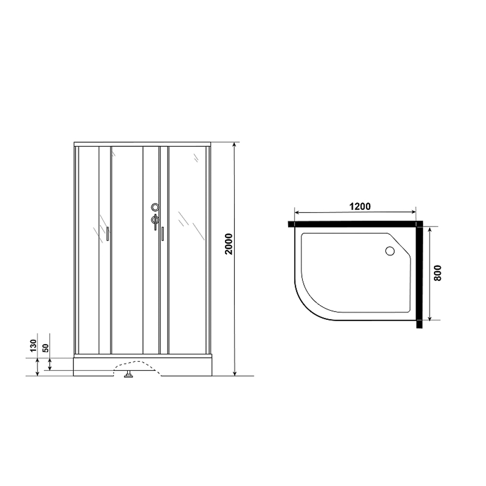 Душевая кабина Niagara Classic 120х80 R NG-3512-14RBKG с гидромассажем