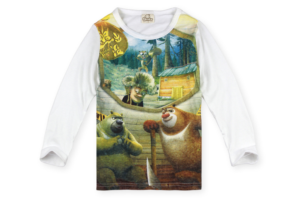 Лонгслив детский с принтом медведей и белки