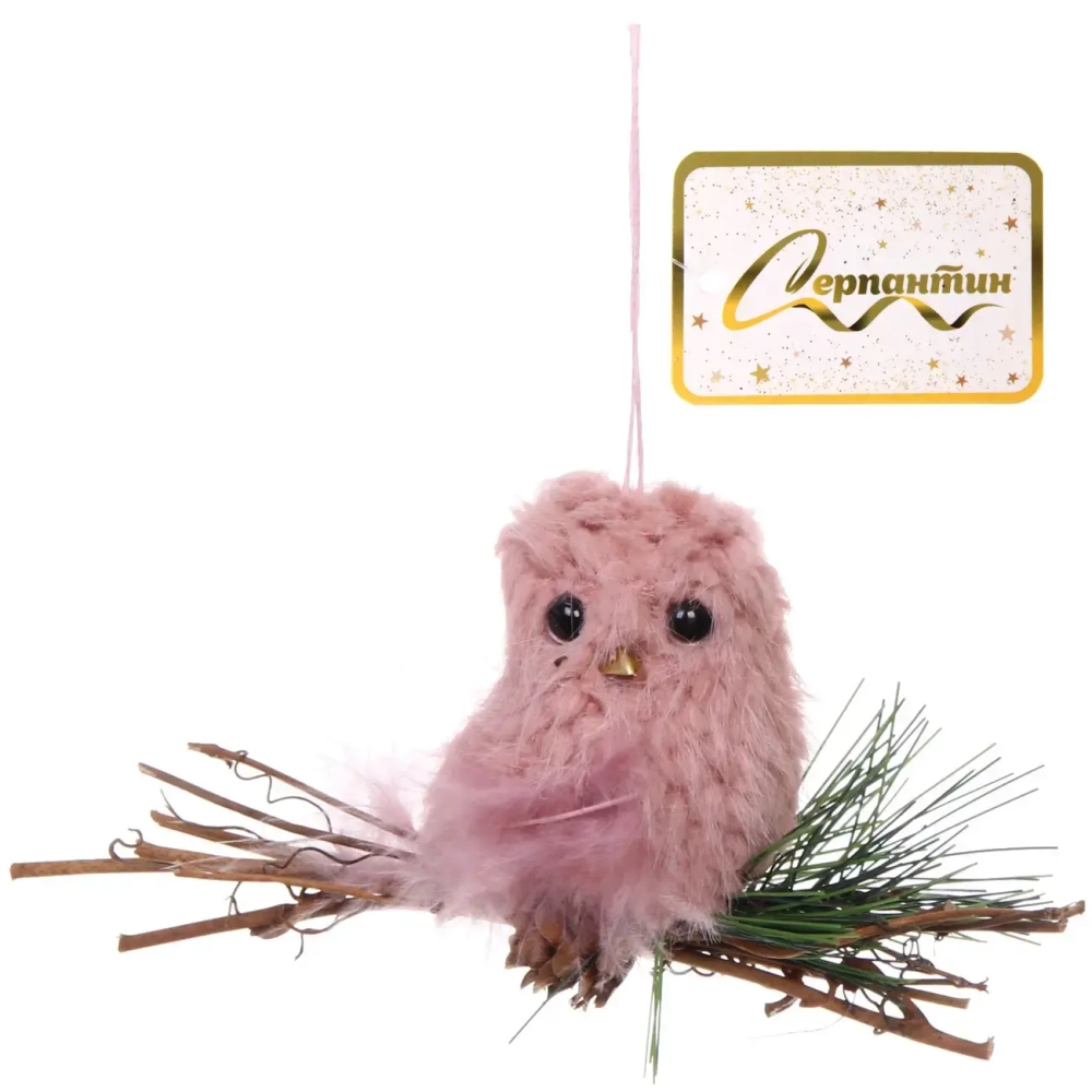 Подвеска «Птичка на веточке» 11 см (в ассортименте), Розовый