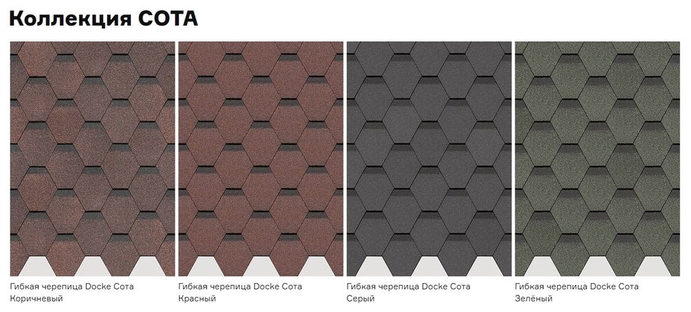 Гибкая черепица Döcke PIE Standard/СОТА Зеленый/коричневый/красный/серый