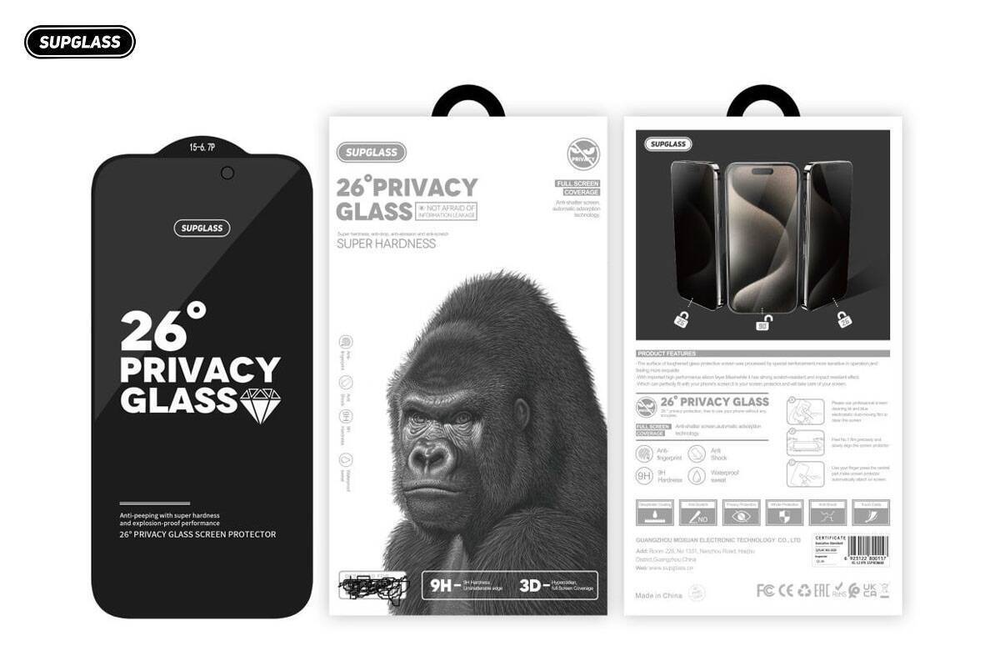 Стекло (Антишпион 26°) SupGlass SG-12 Full Screen Coverage 26° Privacy Glass iP 11/XR (6.1)