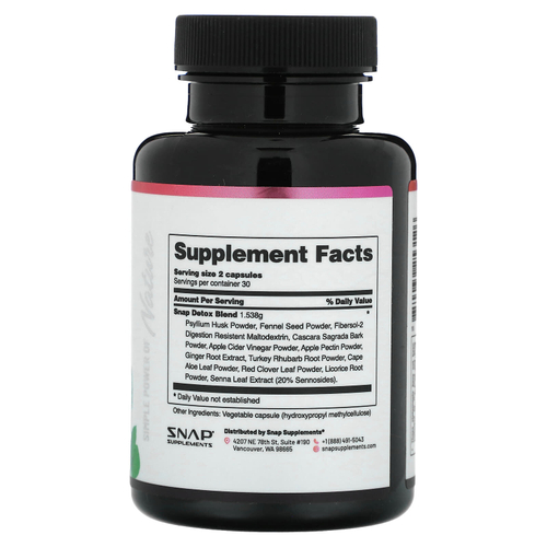Snap Supplements, Detox, улучшенная очищающая смесь, 60 капсул