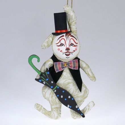 Ёлочная игрушка Кролик-франт с зонтиком