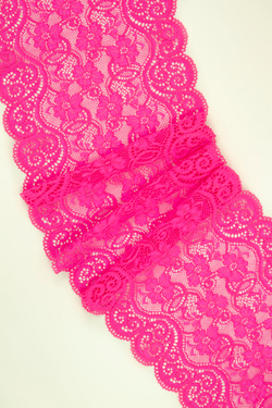 Эластичное кружево розовое неоновое ОТРЕЗЫ