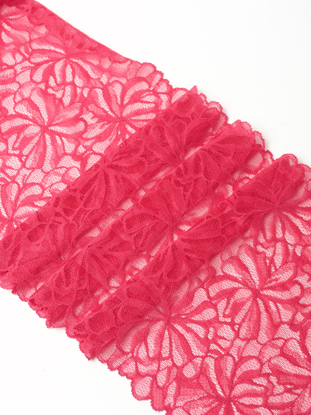 Эластичное кружево светло-малиновое ширина 23 см отрез 3 м