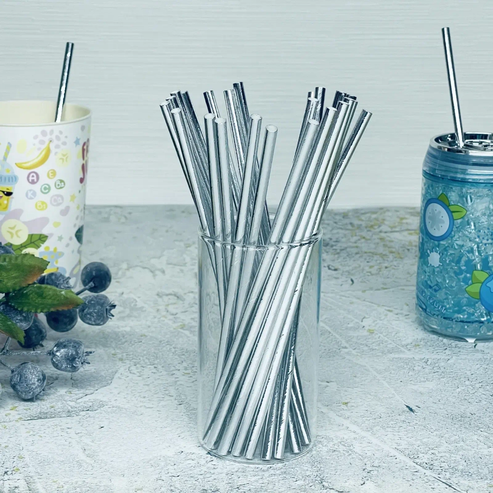 Трубочка для коктейля «Волшебство» 19,5 см d-6 мм (набор 25 шт), Серебро