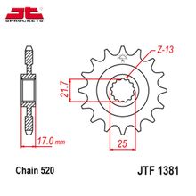 JT JTF1381.15RB звезда передняя (ведущая), 15 зубьев
