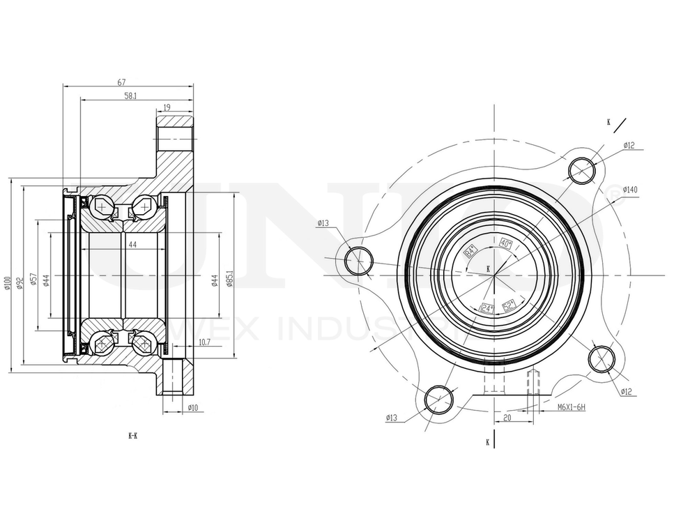 Ступица задняя левая (с ABS) UNIO HUB-20255