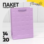 Пакет подарочный 14х20х8см "Квадраты" (Сиреневый)