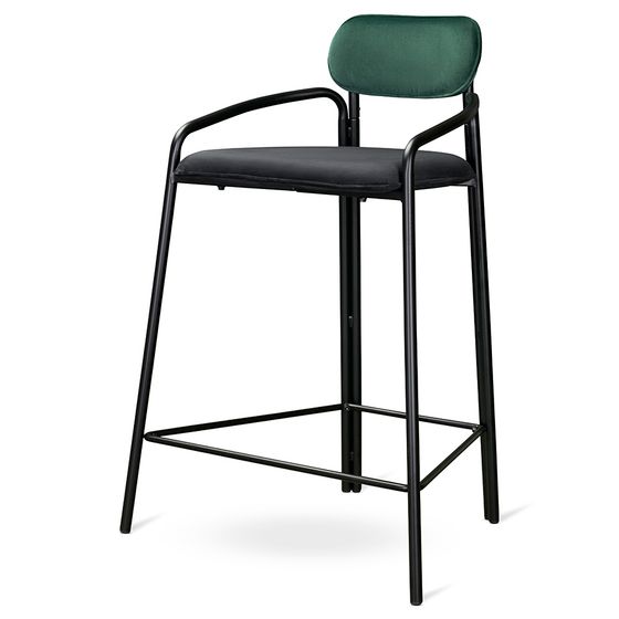 Полубарный стул Ror, Round, темно-зеленый/черный велюр