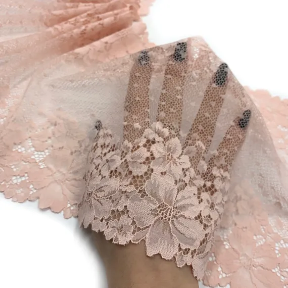 Кружево эластичное персик 22 см, Китай