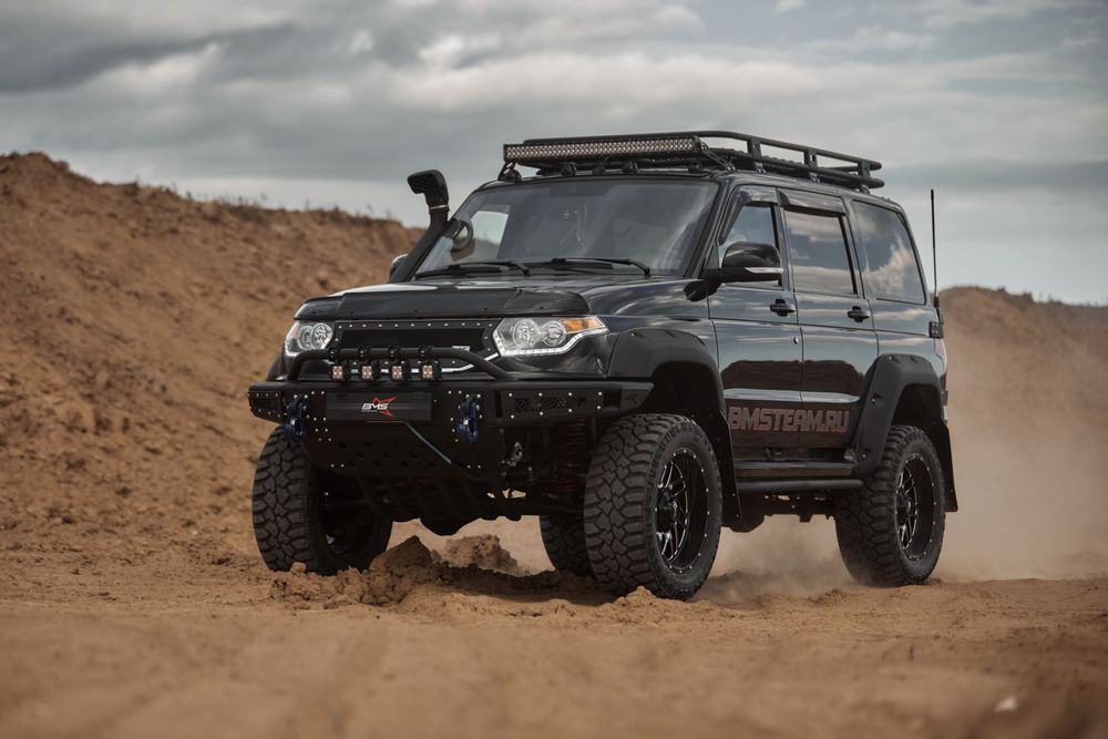 Бампер силовой передний BMS ALFA для УАЗ Патриот под расширители Lapter
