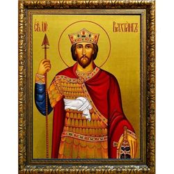 Вахтанг Горгасали святой благоверный царь. Икона на холсте.