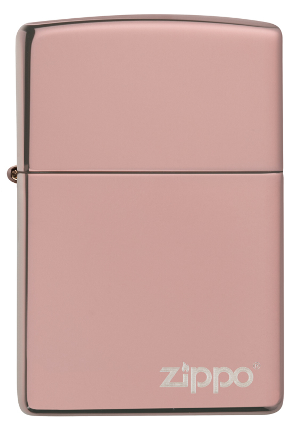 Фото бензиновая зажигалка  гламурная розовая High Polish Rose Gold ZIPPO 49190ZL с логотипом в коробке