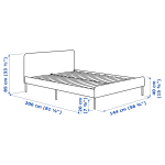 Каркас кровати - SLATTUM IKEA/  СЛАТТУМ  ИКЕА,  206х144 см, черный
