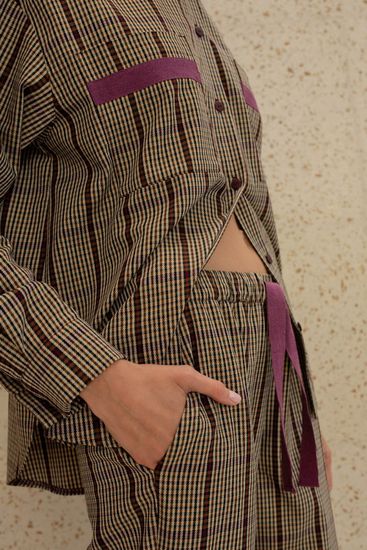 Рубашка 56398 Бордовый клетка