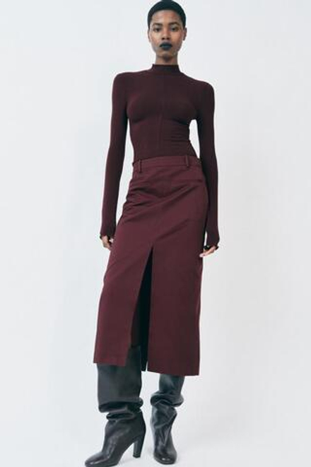 ZARA ЛОНГСЛИВ С ВОРОТНИКОМ-СТОЙКОЙ, ВИННЫЙ