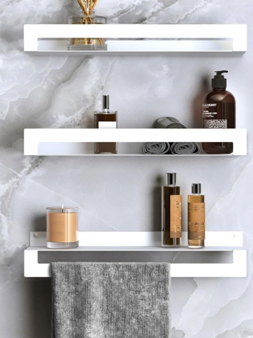 полки для ванной  с вырезом 500*120 белые 3 шт