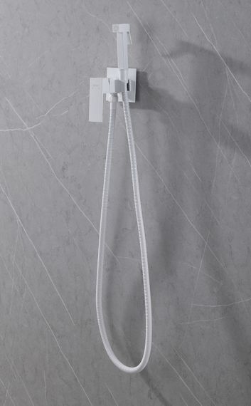 Смеситель ABBER Daheim AF8226W с гигиеническим душем,белый матовый