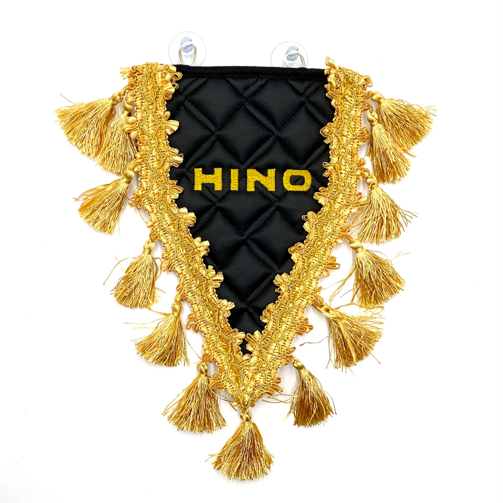 Вымпел треугольный Hino (экокожа, черный с золотой вышивкой)