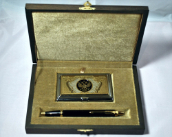 Набор "Гербовый" №1 визитница (Златоуст), ручка Паркер