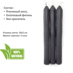 Свечи восковые 4 цвета, черные, красные. зеленые, желтые 12 штук , 18х2 см