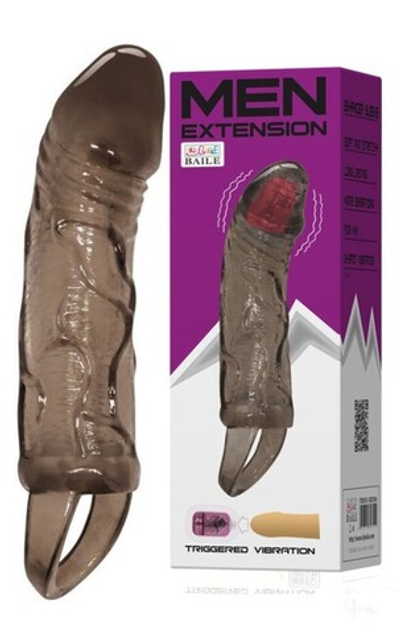 Стимулирующая насадка на пенис с внутренней вибрацией Men Extension (Цвет: дымчатый)