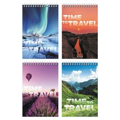 Блокнот А6 60л. гребень, клетка "Время путешествий"(BG)