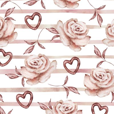 Бежевые розы и сердечки