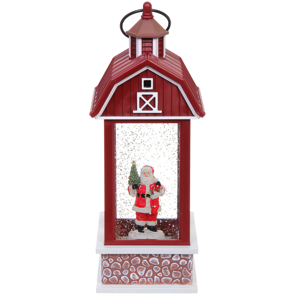 Сувенир с подсветкой «Дед Мороз в снегопад» 10*10*28 см (питание от USB и батареек)